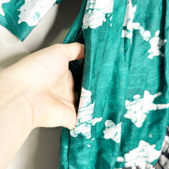 Busayo Tayo Mixed Batik Print Tie Dye Cotton Midi Puff Sleeve Dress Large - Picture 6 of 7